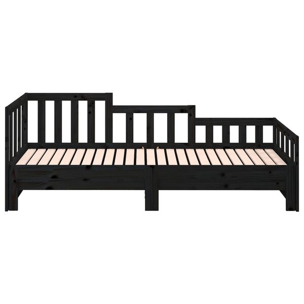 vidaXL Καναπές Κρεβάτι Συρόμενος Μαύρος 2x(90x190) εκ. από Μασίφ Πεύκο