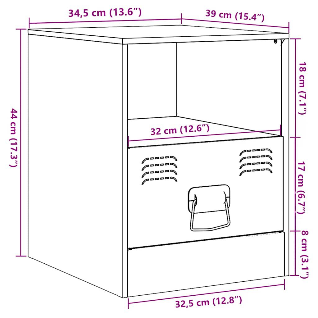 vidaXL Κομοδίνα 2 τεμ. Μουσταρδί 34,5 x 39 x 44 εκ. από Χάλυβα