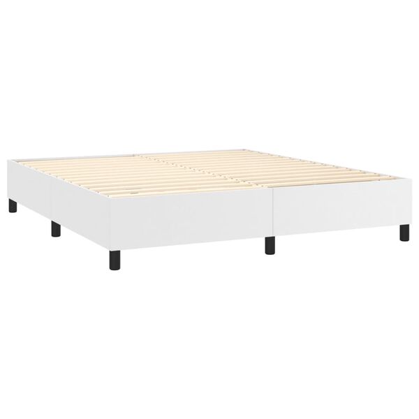 vidaXL Κρεβάτι Boxspring με Στρώμα Λευκό 160x200εκ.από Συνθετικό Δέρμα