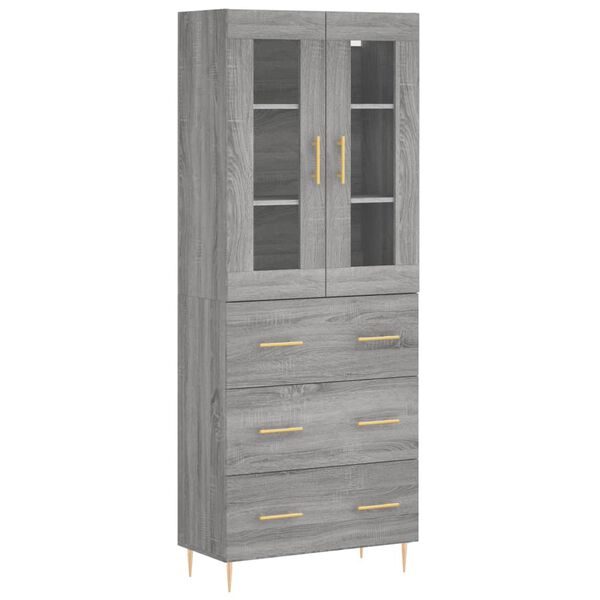 vidaXL Ντουλάπι Γκρι Sonoma 69,5 x 34 x 180 εκ. Επεξεργασμένο Ξύλο