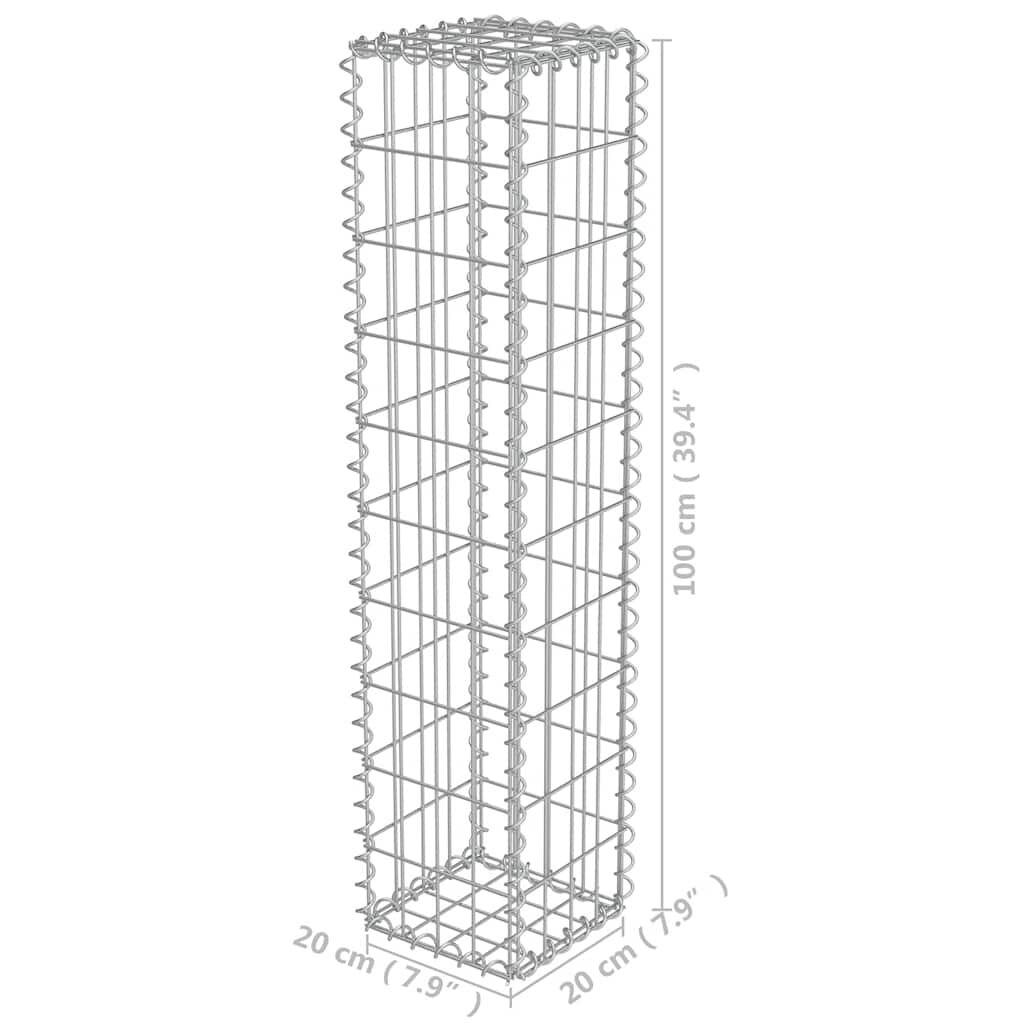 vidaXL Συρματοκιβώτιο Τοίχος 20x20x100 εκ. Γαλβαν.Χάλυβας + Καλύμματα