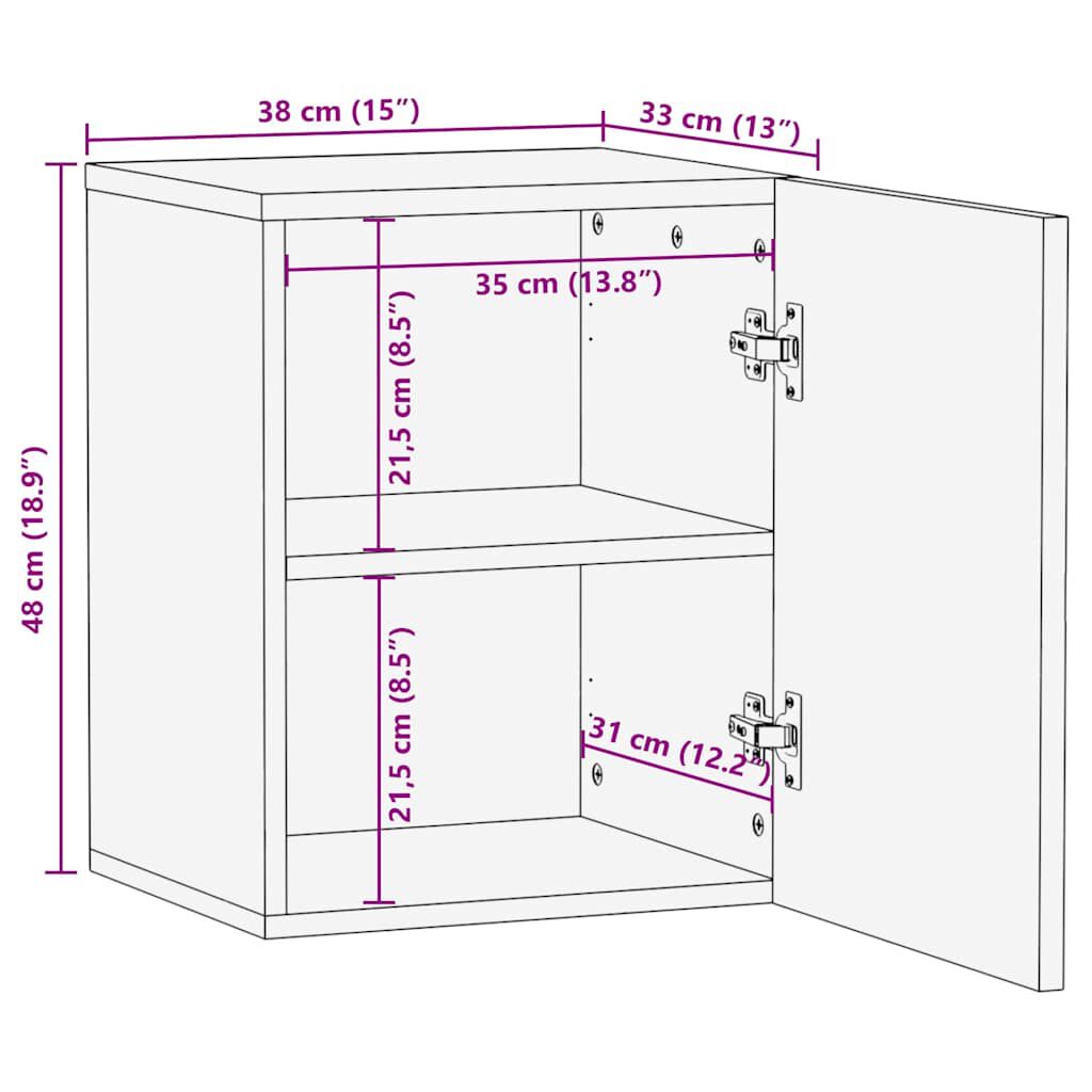 vidaXL Ντουλάπι Μπάνιου Επιτοίχιο 38x33x48 εκ. από Μασίφ Ξύλο Μάνγκο