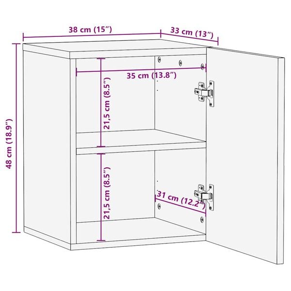 vidaXL Ντουλάπι Μπάνιου Επιτοίχιο 38x33x48 εκ. από Μασίφ Ξύλο Μάνγκο