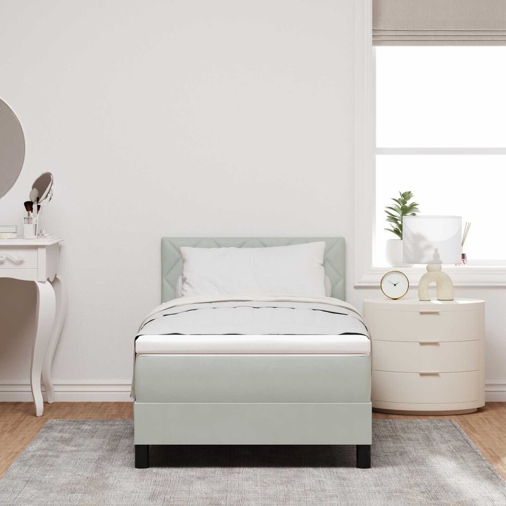 vidaXL κρεβάτι τύπου box spring με στρώμα & LED φως Γκρι 90x190 εκ Βελούδο