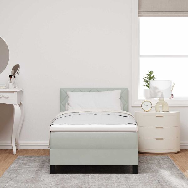 vidaXL κρεβάτι τύπου box spring με στρώμα & LED φως Γκρι 90x190 εκ Βελούδο