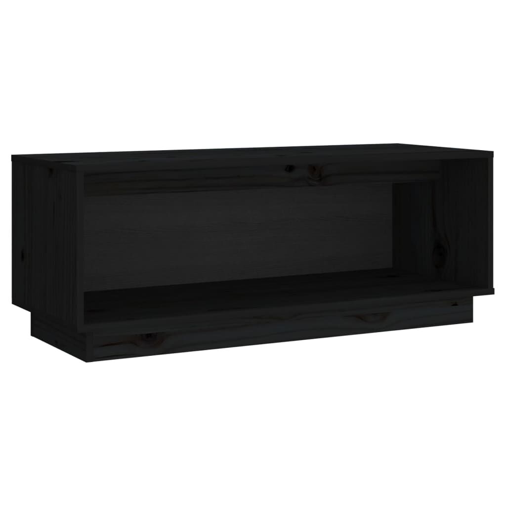 vidaXL Έπιπλο Τηλεόρασης Μαύρο 90x35x35 εκ. από Μασίφ Ξύλο Πεύκου