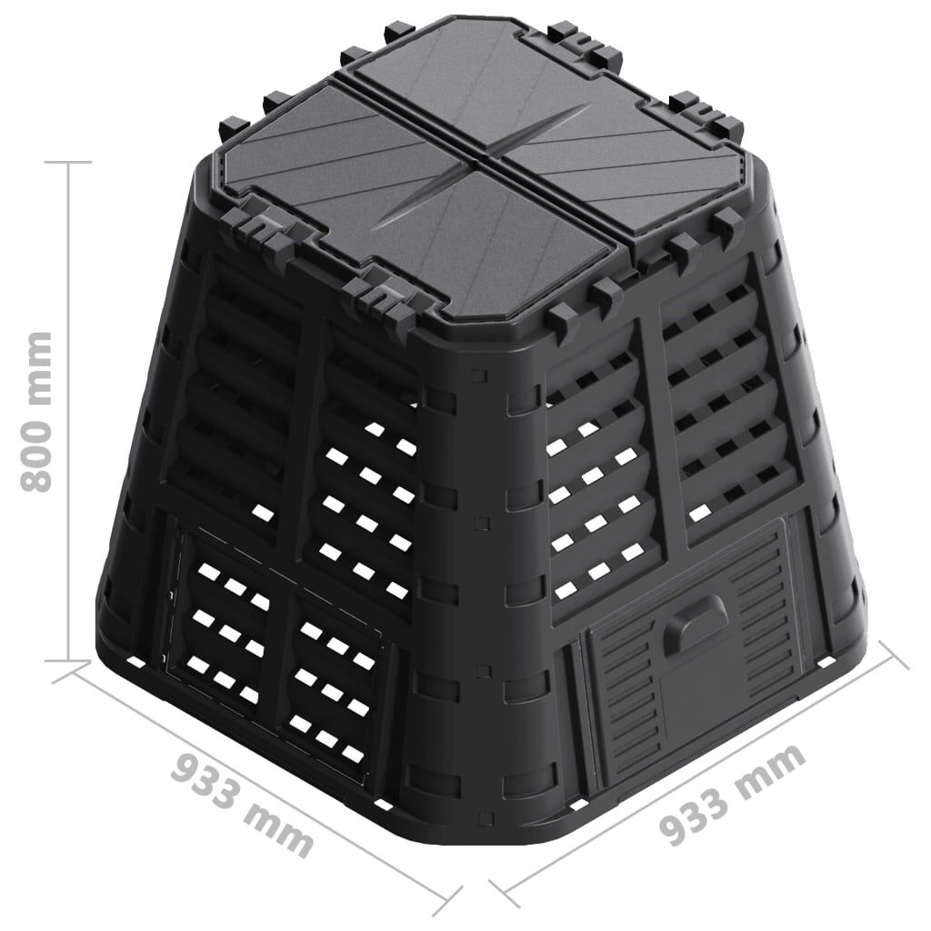 vidaXL Κάδος Κομποστοποίησης Μαύρος 93,3 x 93,3 x 80 εκ. 480 Λίτρων