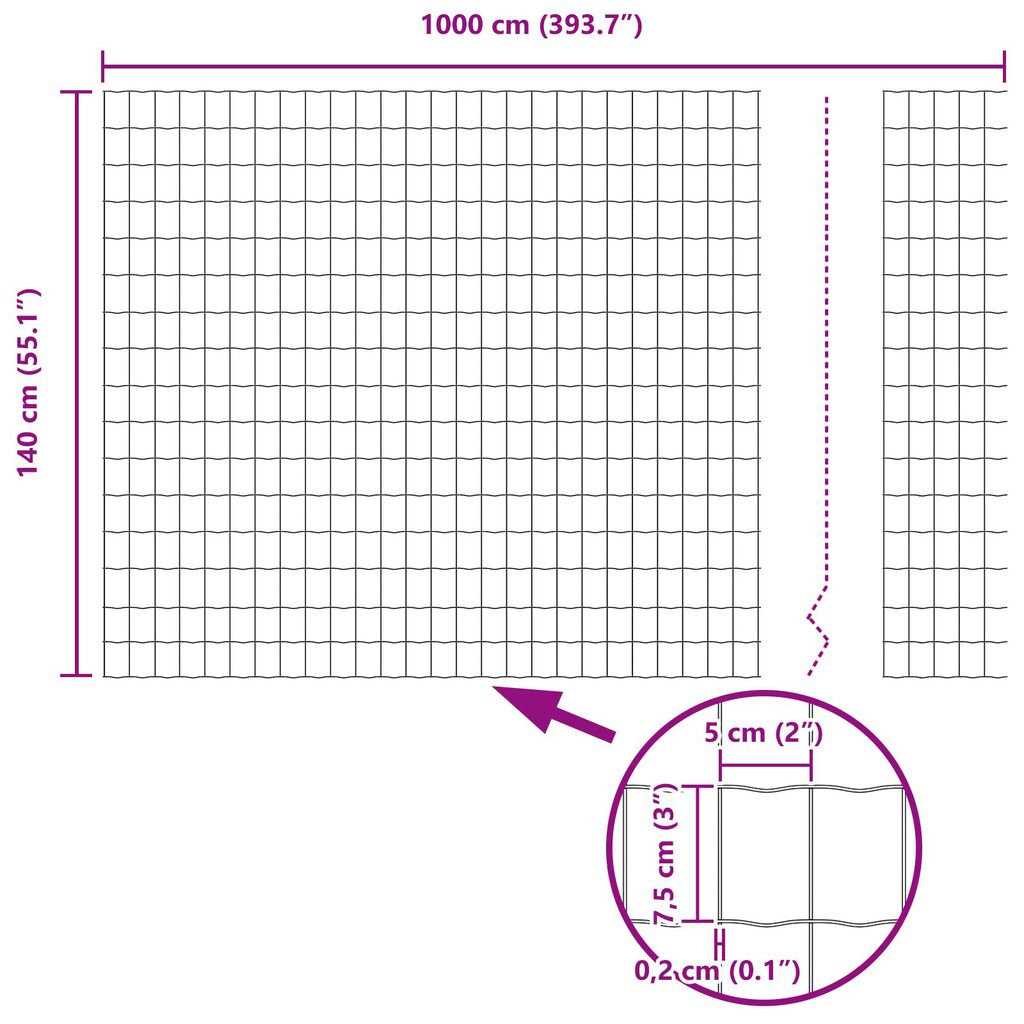 vidaXL Euro Fence με 7 Πόδια με Φλάντζα 1.4x10 μ Γαλβανισμένο Ατσάλι