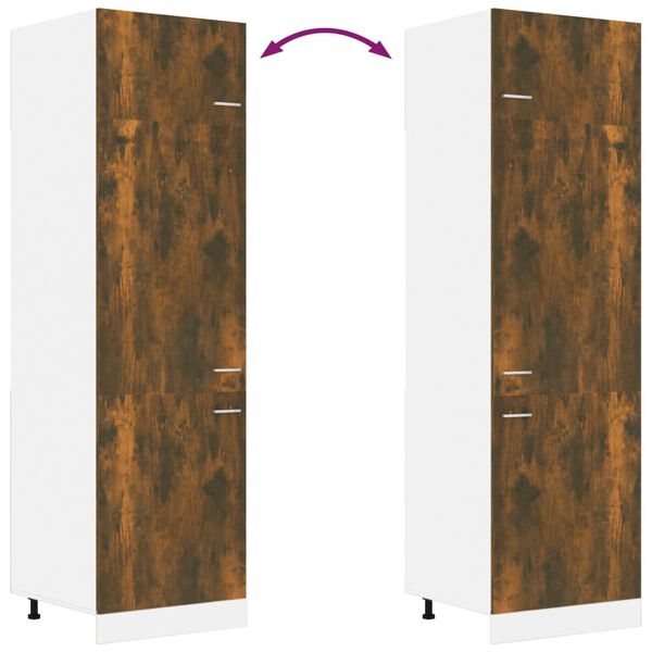 vidaXL Ντουλάπι Ψυγείου Lyon Καπνιστή Δρυς 60x57x207 εκ. Επεξεργ. Ξύλο