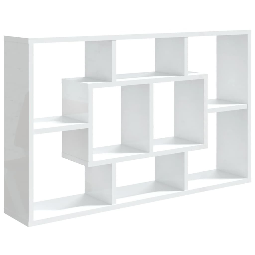 vidaXL Ραφιέρα Τοίχου Γυαλ. Λευκή 85x16x52,5 εκ. Επεξεργασμένο Ξύλο