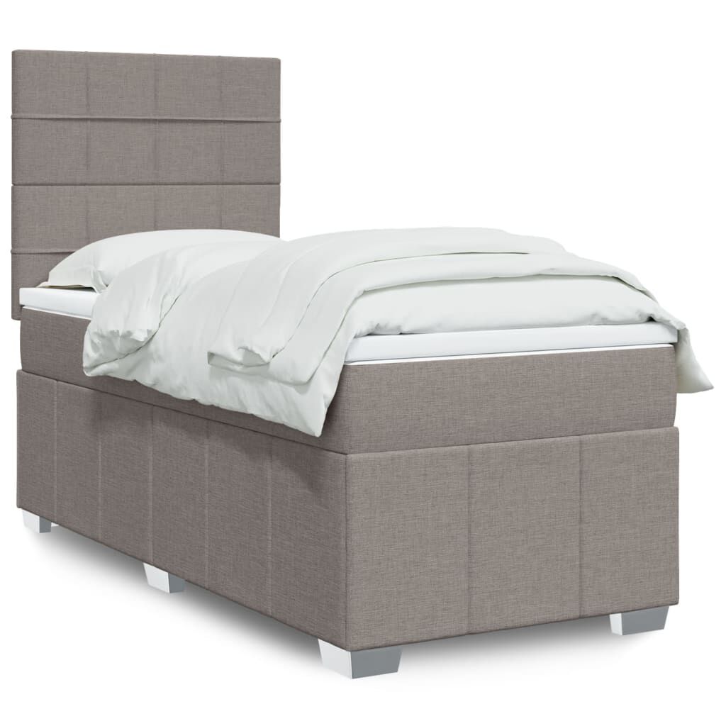 vidaXL Κρεβάτι Boxspring με Στρώμα Taupe 90x190 εκ.Υφασμάτινο