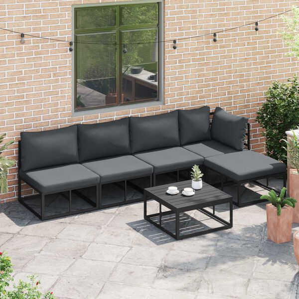 vidaXL Σετ Καναπέ Κήπου 6 pcs Μαύρο 70 x 70 x 32 εκ Αλουμίνιο