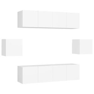 vidaXL Έπιπλα Τηλεόρασης Σετ 6 Τεμαχίων Λευκό από Επεξ. Ξύλο