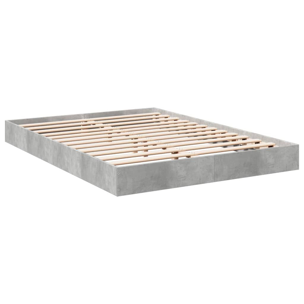 vidaXL Πλαίσιο Κρεβατιού Γκρι Σκυροδέματος 140x200 εκ. Επεξεργ. Ξύλο