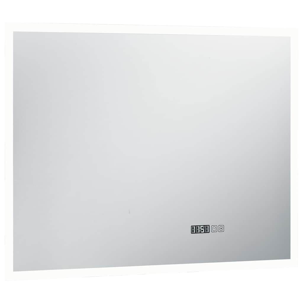 vidaXL Καθρέφτης Μπάνιου με LED/Αισθητήρα Αφής και Οθόνη Ώρας 80x60εκ.