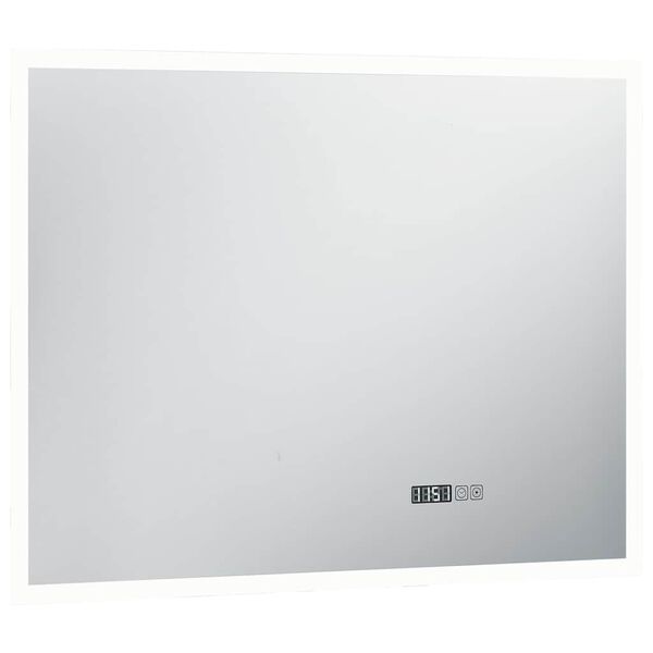 vidaXL Καθρέφτης Μπάνιου με LED/Αισθητήρα Αφής και Οθόνη Ώρας 80x60εκ.
