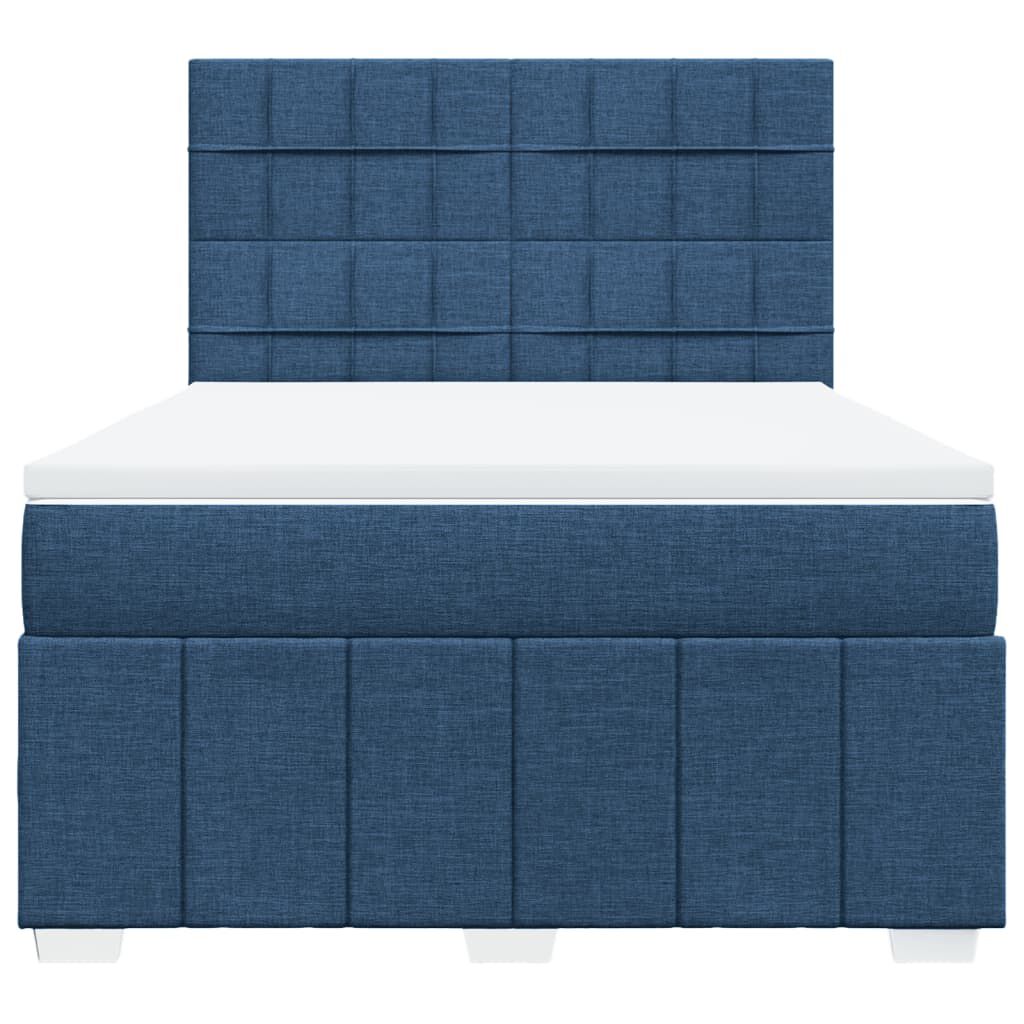 vidaXL Κρεβάτι Boxspring με Στρώμα Μπλε 160x200 εκ. Υφασμάτινο