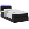 vidaXL Οθωμανικό κρεβάτι με στρώματα & LEDs Μαύρο Συνθετικό δέρμα
