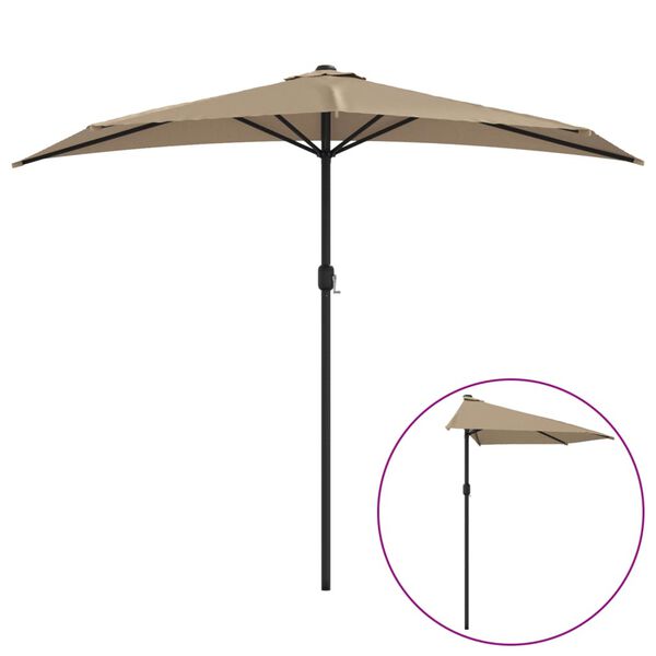 vidaXL Ομπρέλα Βεράντας Ημικυκλική Χρώμα Taupe 270x144 εκ Ιστός Αλουμ.