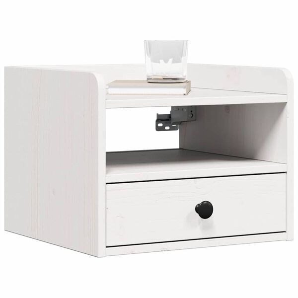 vidaXL Κομοδίνο με συρτάρι Λευκό 38 x 36 x 29.5 εκ Μασίφ ξύλο πεύκου