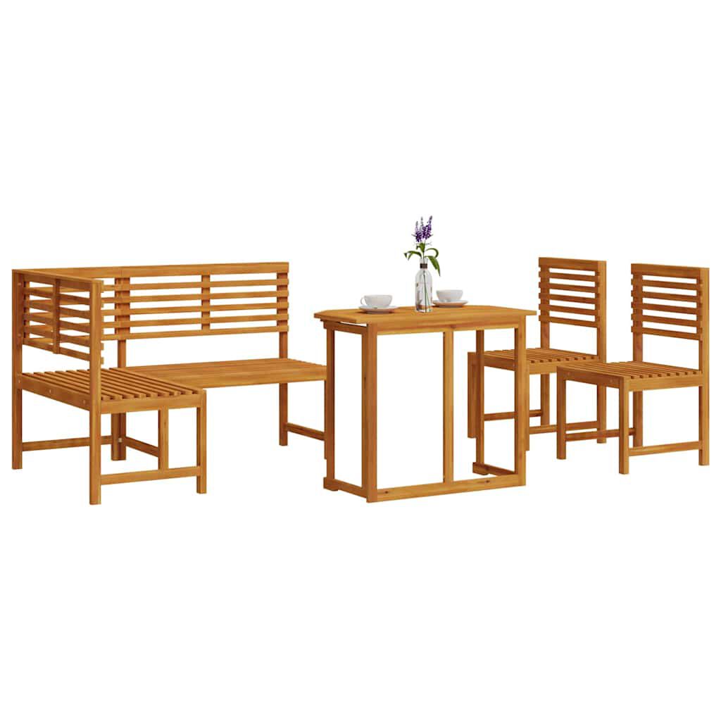 vidaXL Σετ Παγκάκι Κήπου 4 pcs Καφέ Μασίφ ξύλο ακακίας