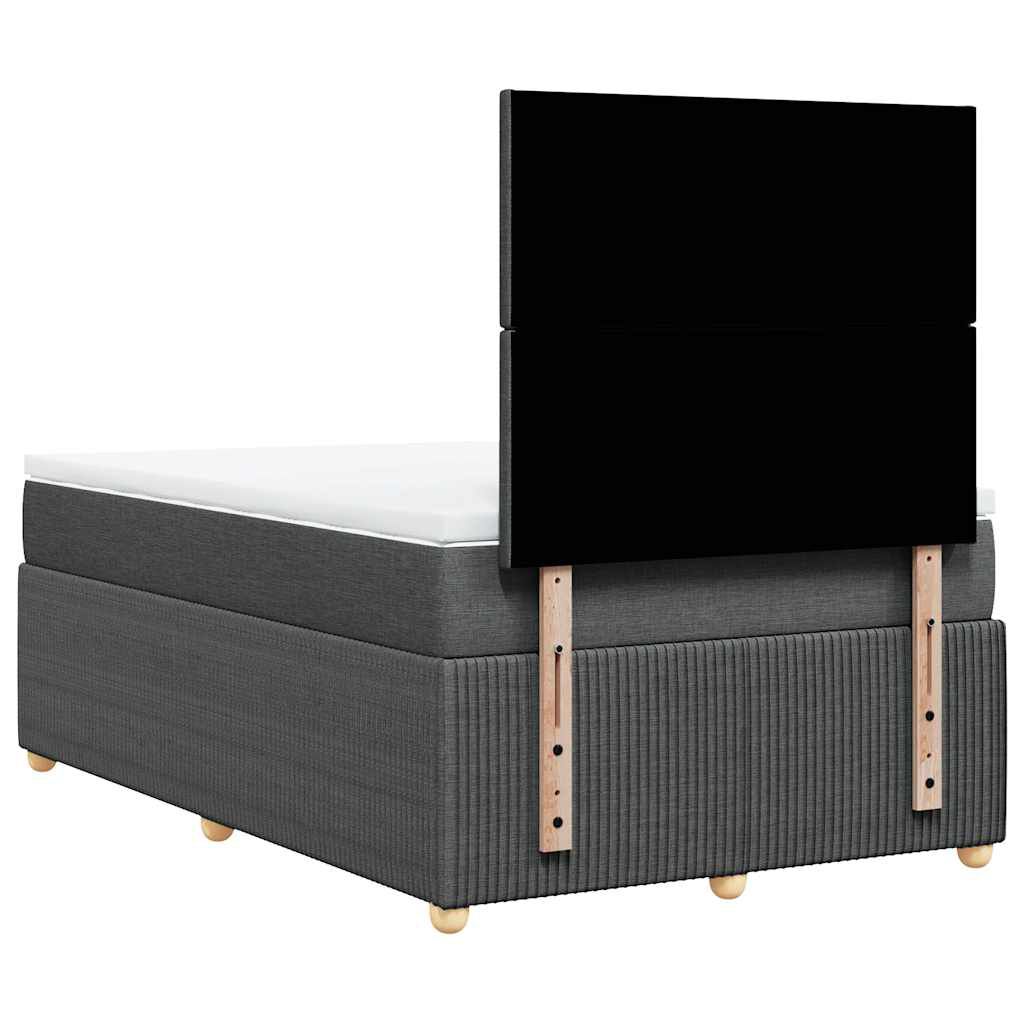 vidaXL Κρεβάτι Boxspring με Στρώμα Σκούρο Γκρι 120x190 εκ Υφασμάτινο