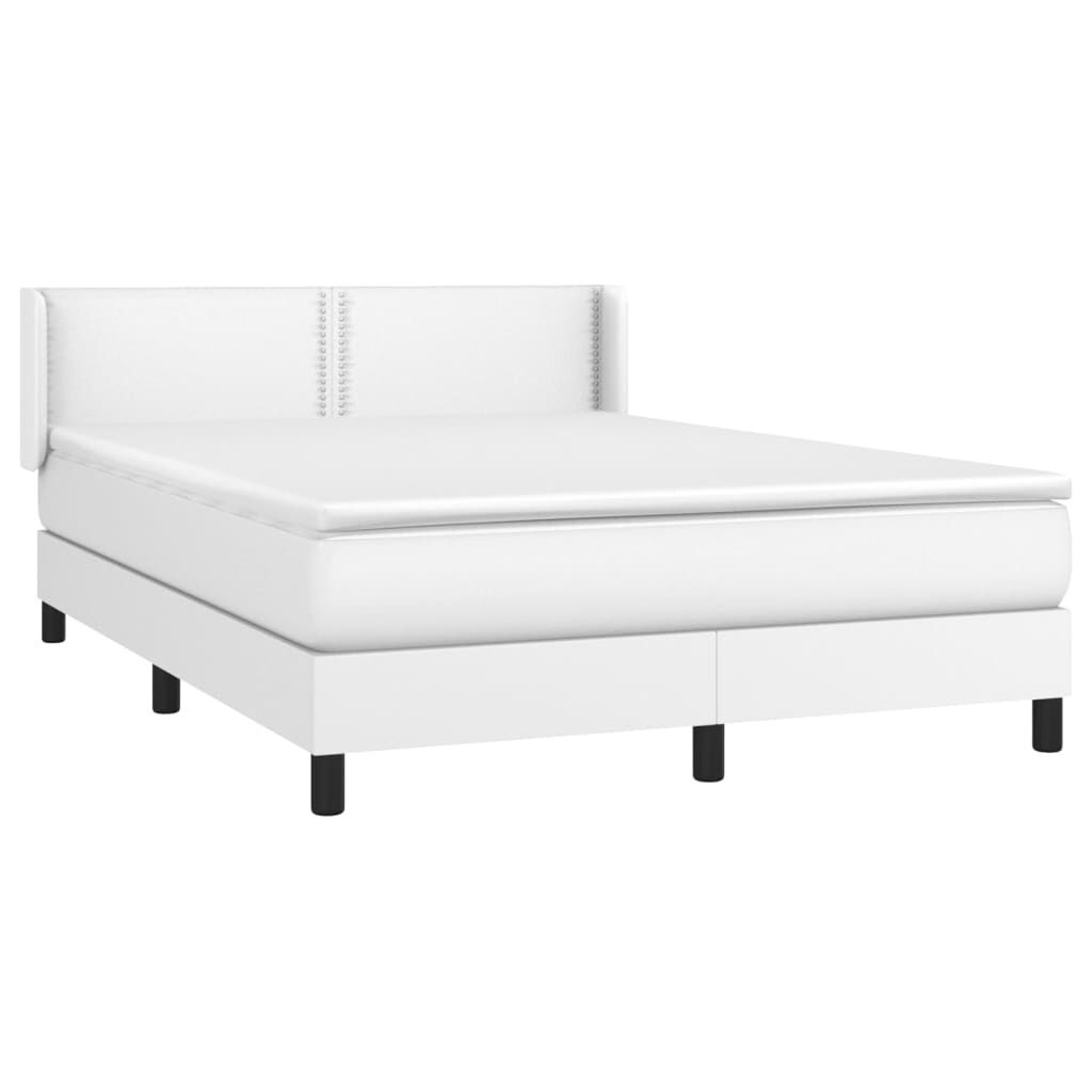 vidaXL Κρεβάτι Boxspring με Στρώμα Λευκό 140x200εκ.από Συνθετικό Δέρμα