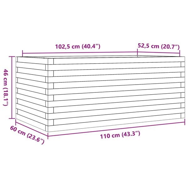vidaXL Ζαρντινιέρα Κήπου 110x60x46 εκ. από Εμποτισμένο Ξύλο Πεύκου