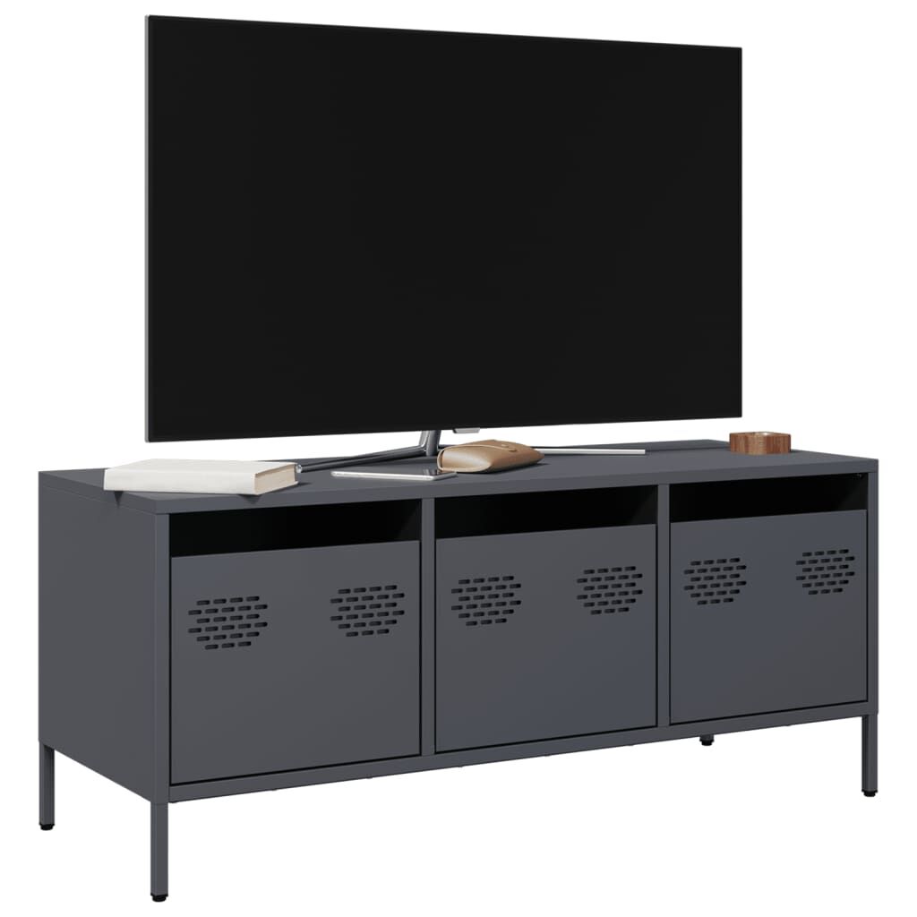 vidaXL Έπιπλο Τηλεόρασης Ανθρακί 101,5x39x43,5εκ. Ατσάλι Ψυχρής Έλασης