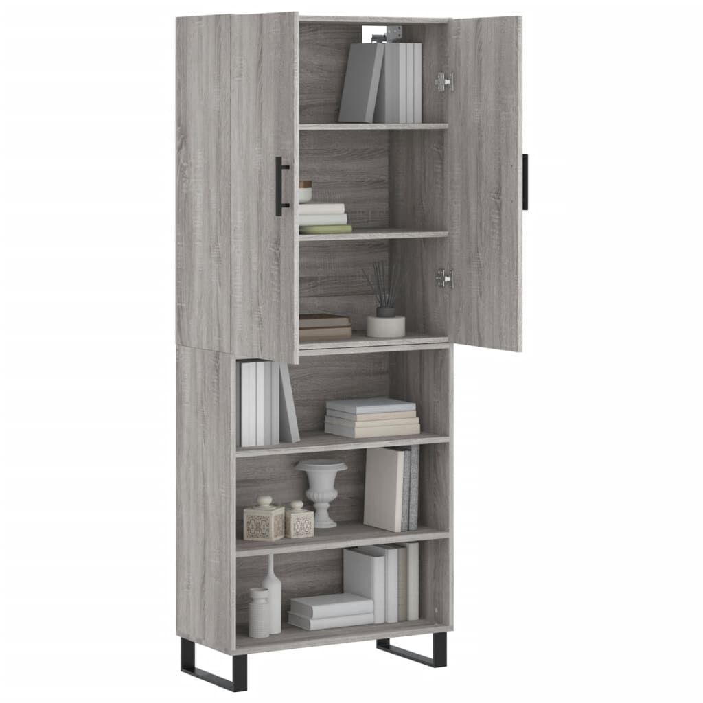 vidaXL Ντουλάπι Γκρι Sonoma 69,5 x 34 x 180 εκ. Επεξεργασμένο Ξύλο