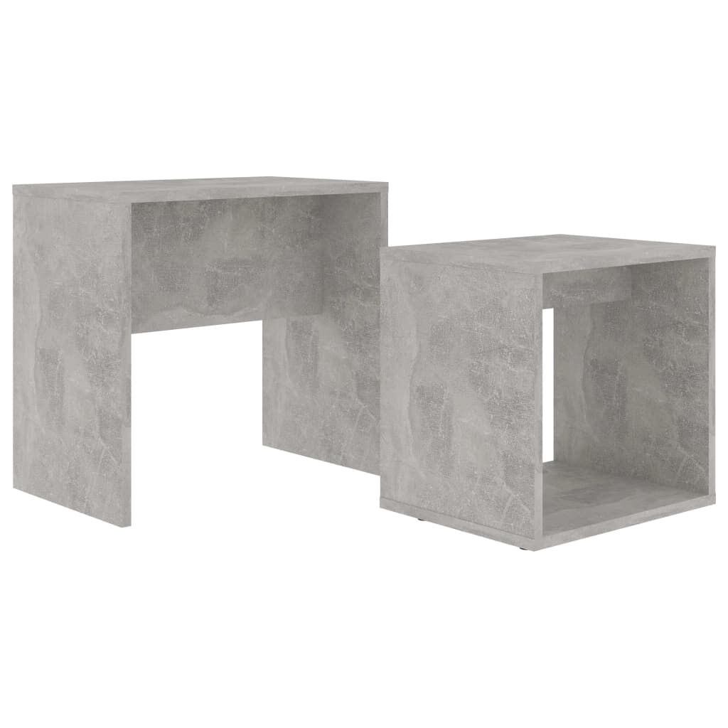 vidaXL Σετ Τραπεζάκια Σαλονιού Γκρι Σκυροδ. 48x30x45 εκ. Επεξ. Ξύλο