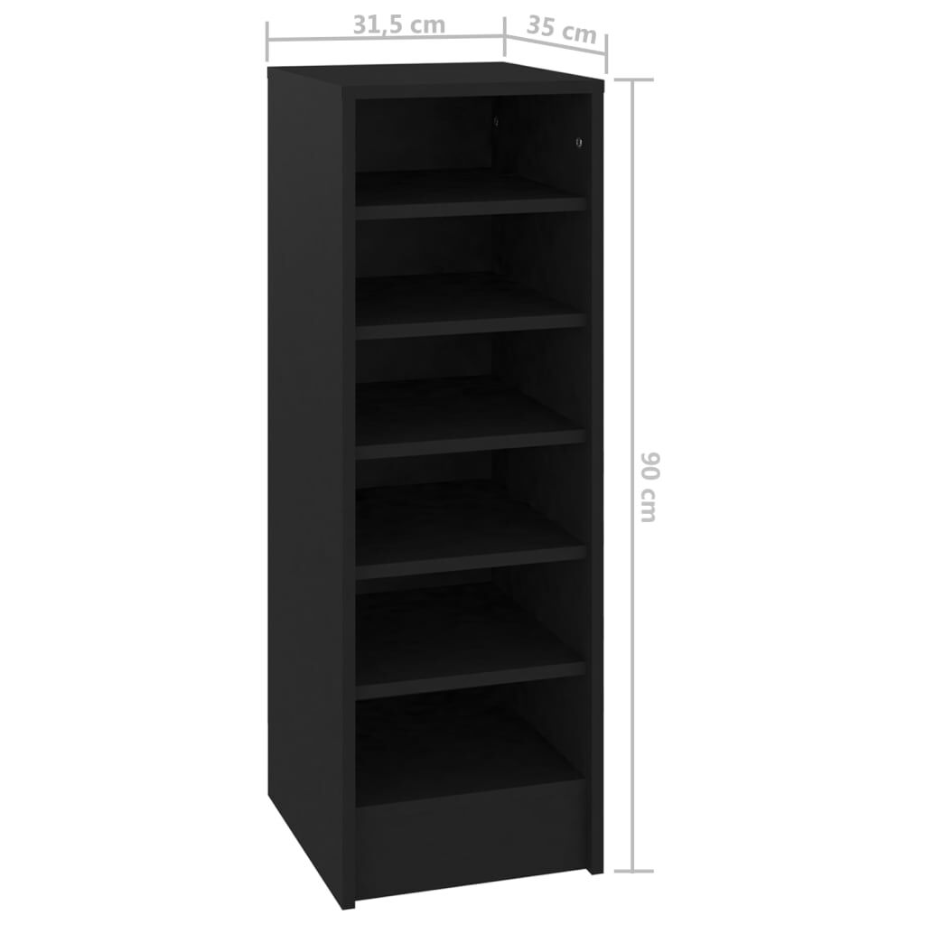 vidaXL Παπουτσοθήκη Μαύρη 31,5 x 35 x 90 εκ. από Επεξ. Ξύλο