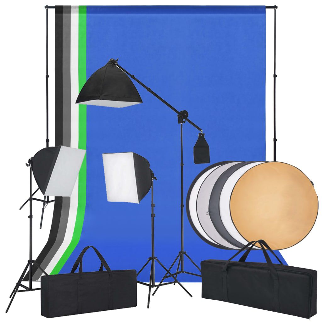 vidaXL Κιτ Φωτισμού Στούντιο με Softbox, Φόντα και Ανακλαστήρα