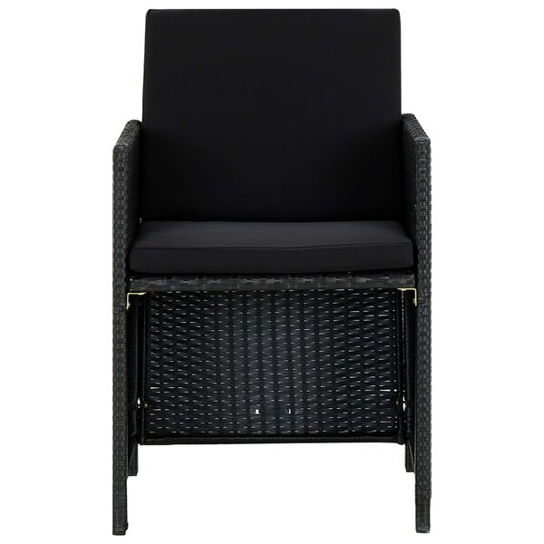 vidaXL Σετ Τραπεζαρίας Εξ. Χώρου 5 τεμ. Μαύρο Συνθ. Ρατάν με Μαξιλάρια