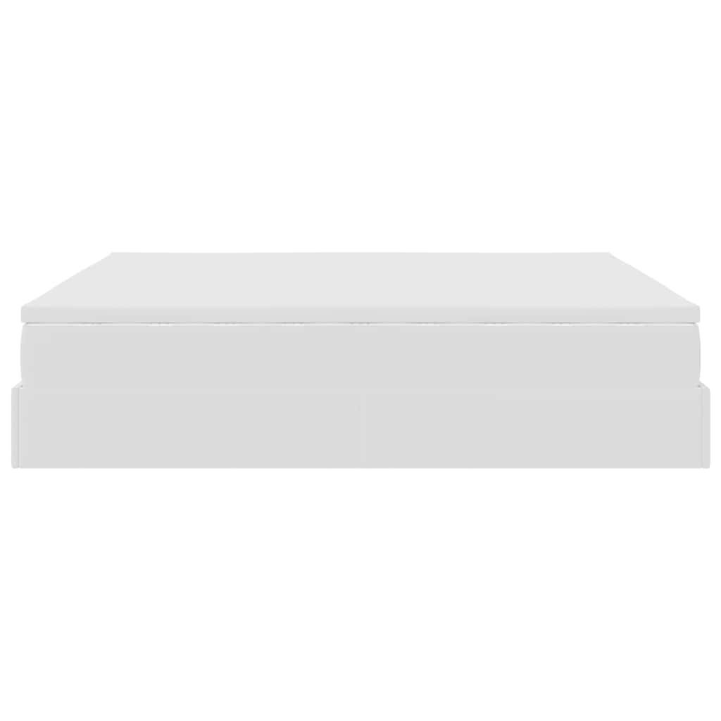 vidaXL Οθωμανικό κρεβάτι με στρώματα Λευκό 200x200cm Faux Leather