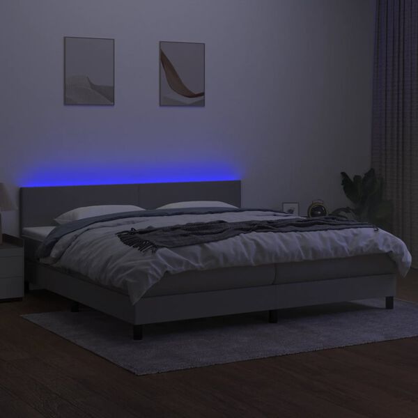 vidaXL &Kappa;&rho;&epsilon;&beta;ά&tau;&iota; Boxspring &mu;&epsilon; &Sigma;&tau;&rho;ώ&mu;&alpha; & LED &Alpha;&nu;.&Gamma;&kappa;&rho;&iota; 200x200&epsilon;&kappa;. &Upsilon;&phi;&alpha;&sigma;&mu;ά&tau;&iota;&nu;&omicron;