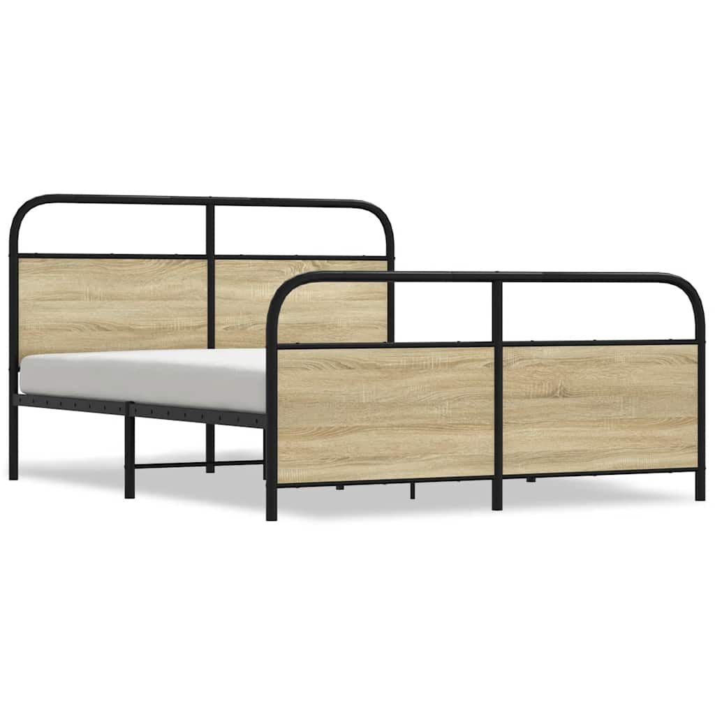 vidaXL Σκελετός Κρεβ. Χωρίς Στρώμα Sonoma Δρυς 150x200 εκ. Μεταλλικό