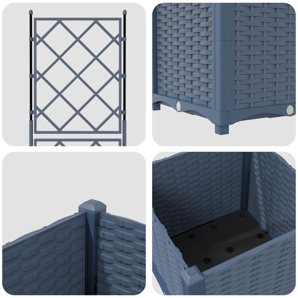 vidaXL Γλάστρα Κήπου με Πλέγμα Γκρι 40x40x143 εκ