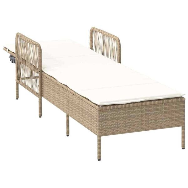 vidaXL Ξαπλώστρα με μαξιλάρι Μπεζ 157 x 55 x 92 εκ. συνθετικό ρατάν