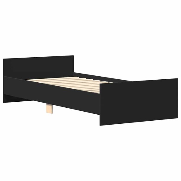 vidaXL Πλαίσιο Κρεβατιού Μαύρο 75 x 190 εκ. Επεξεργ. Ξύλο Small Single