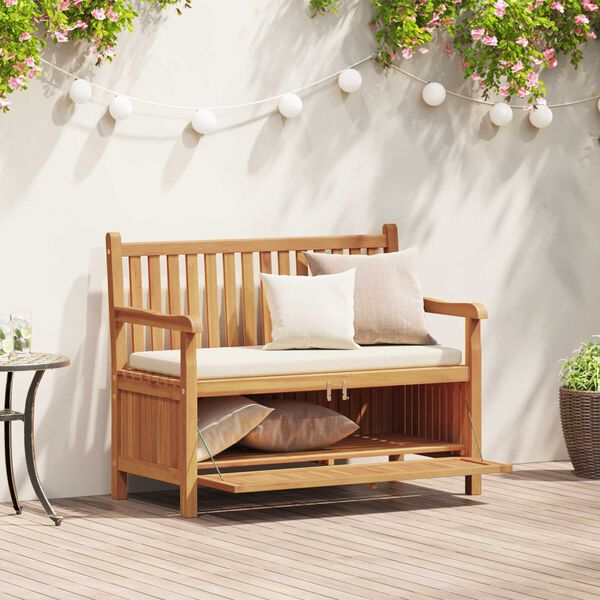 vidaXL Πάγκος Αποθήκευσης Κήπου Καφέ 228 x 60 x 90 εκ Μασίφ ξύλο teak