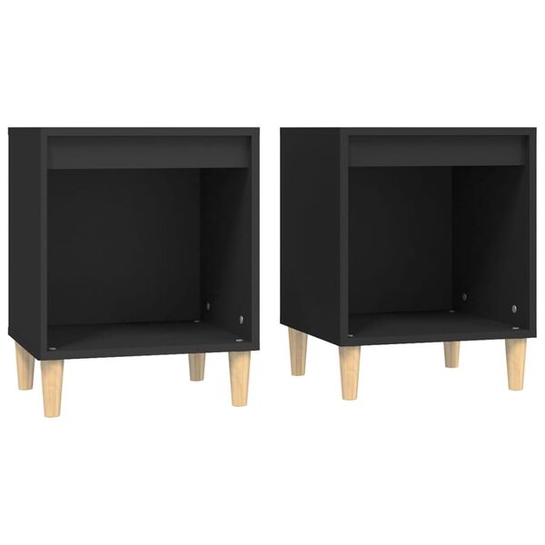 vidaXL Κομοδίνα 2 τεμ. Μαύρα 40 x 35 x 50 εκ.