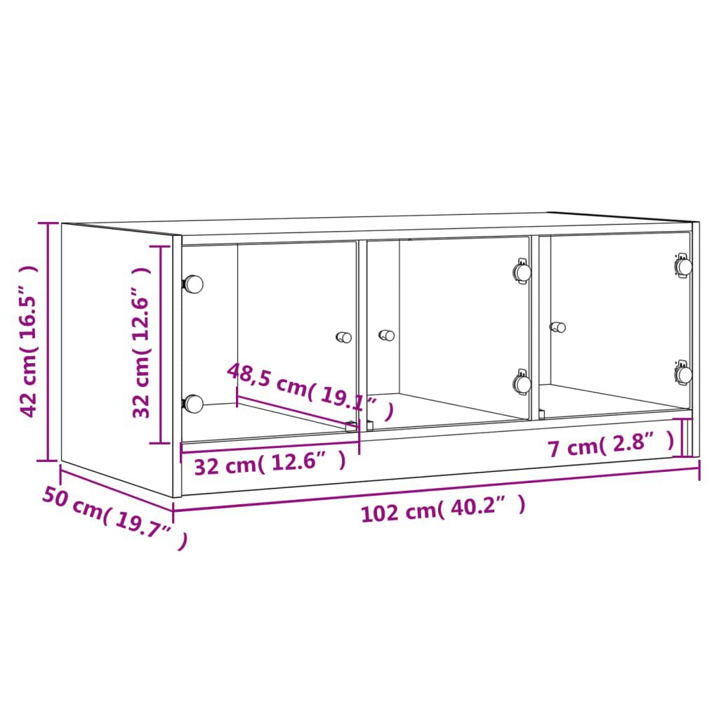 vidaXL Τραπεζάκι Σαλονιού Sonoma Δρυς 102x50x42 εκ. με Γυάλινες Πόρτες