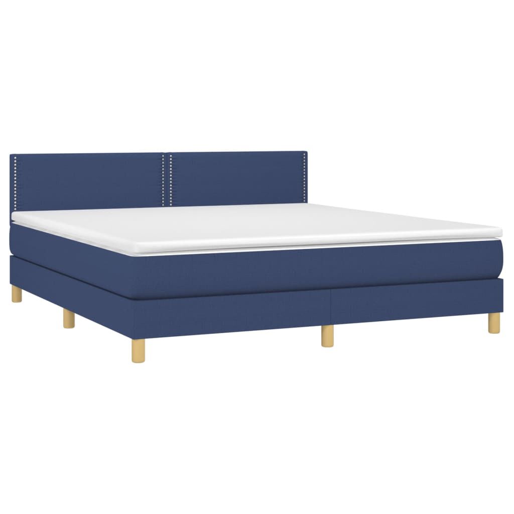 vidaXL Κρεβάτι Boxspring με Στρώμα Μπλε 180x200 εκ. Υφασμάτινο