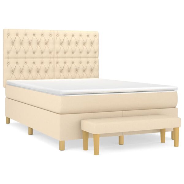 vidaXL &Kappa;&rho;&epsilon;&beta;ά&tau;&iota; Boxspring &mu;&epsilon; &Sigma;&tau;&rho;ώ&mu;&alpha; &Kappa;&rho;&epsilon;&mu; 140x200 &epsilon;&kappa;. &Upsilon;&phi;&alpha;&sigma;&mu;ά&tau;&iota;&nu;&omicron;
