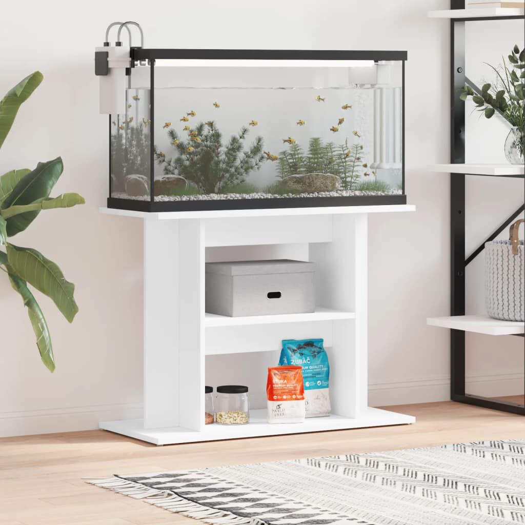 vidaXL Βάση Ενυδρείου Λευκή 80 x 35 x 60 εκ. από Επεξεργασμένο Ξύλο
