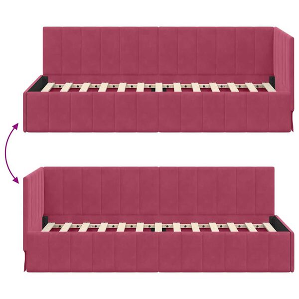 vidaXL Κρεβάτι Γωνίας με κεφαλάρι Μπορντό 80 x 200 cm Βελούδο