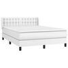 vidaXL Κρεβάτι Boxspring με Στρώμα Λευκό 140x190εκ.από Συνθετικό Δέρμα