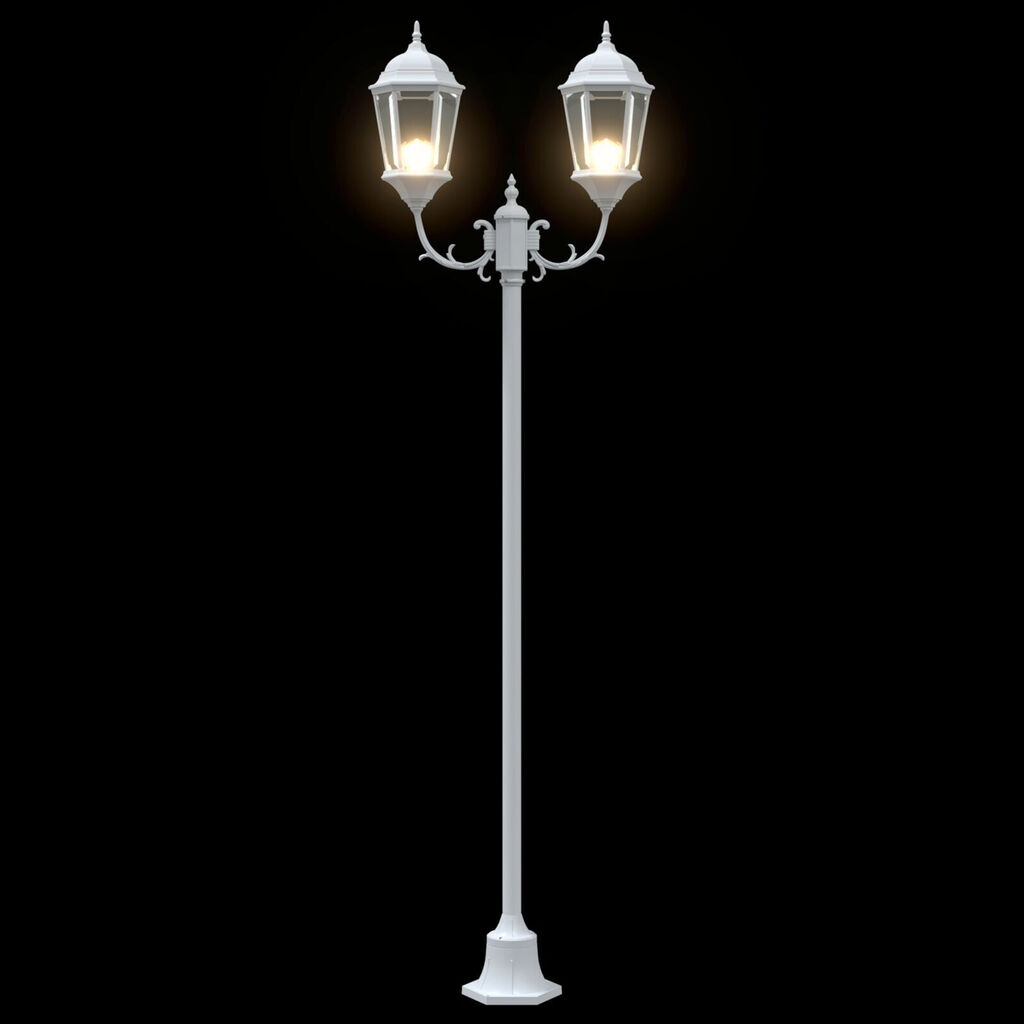 VidaXL Φωτιστικό Κήπου Πόλου 2-Lamp E27 Λευκό 220 εκ Αλουμίνιο