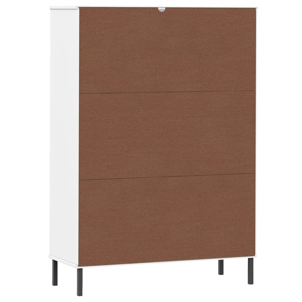 vidaXL Βιβλιοθήκη OSLO Λευκή 90x35x128,5 εκ. Μασίφ Ξύλο με Μετ. Πόδια